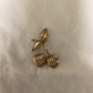 Gold Cherry Brooch